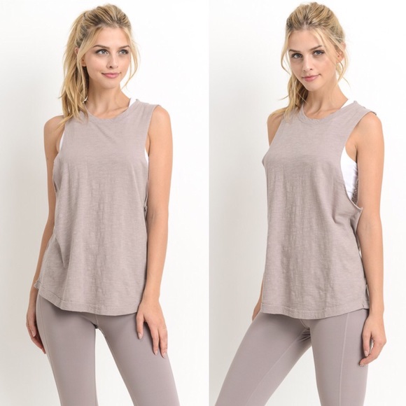 ✨1 Small Left✨Muscle Tee With Cut-Out Lace Up Back - Picture 2 of 3